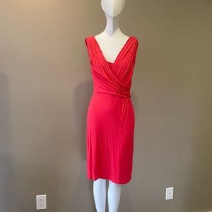 Tahari Coral Faux Wrap Dress - Medium